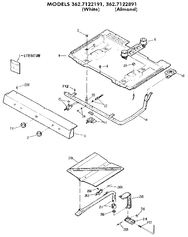 Kenmore 3627122191 burner section diagram