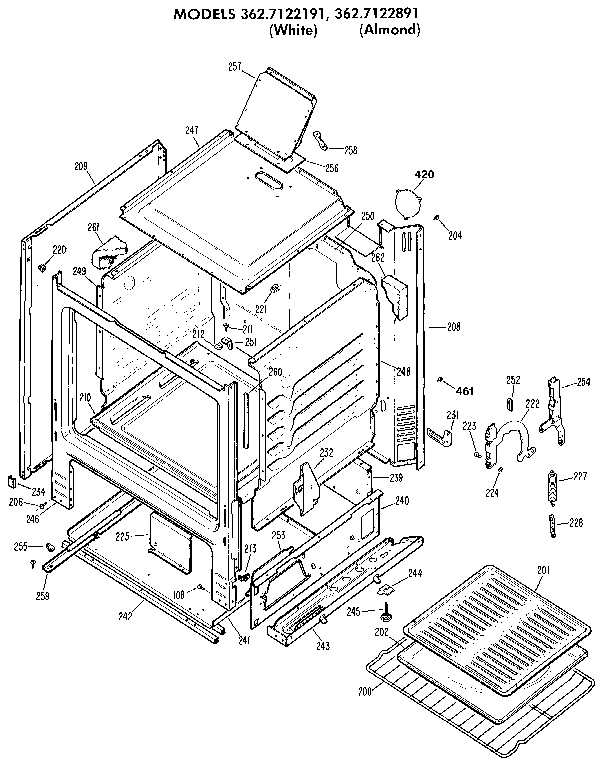 Kenmore 3627122191 cabinet diagram
