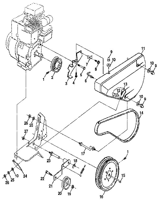 Craftsman 917298333 belt guard and pulley assembly diagram