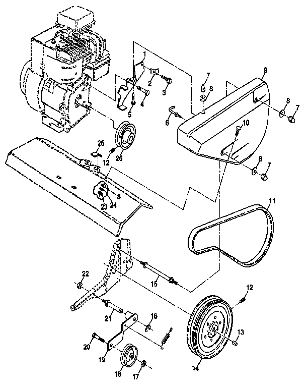 Craftsman 917298353 belt guard and pulley assembly diagram