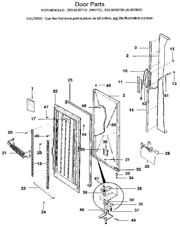 Kenmore 2539235710 door diagram