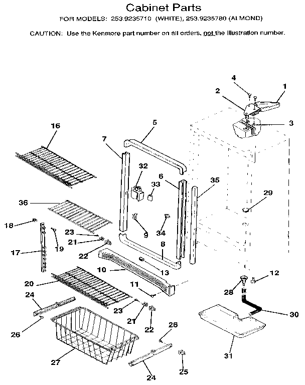 Kenmore 2539235710 cabinet diagram