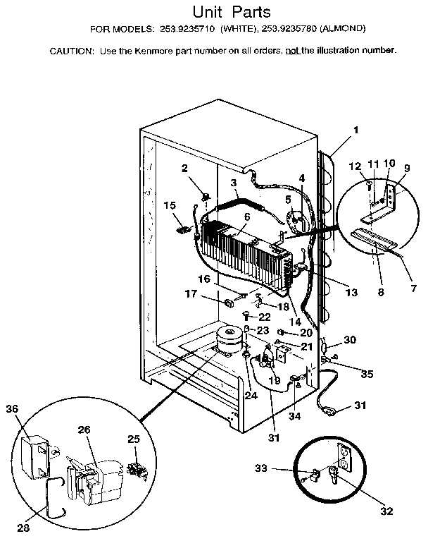 Kenmore 2539235710 unit diagram