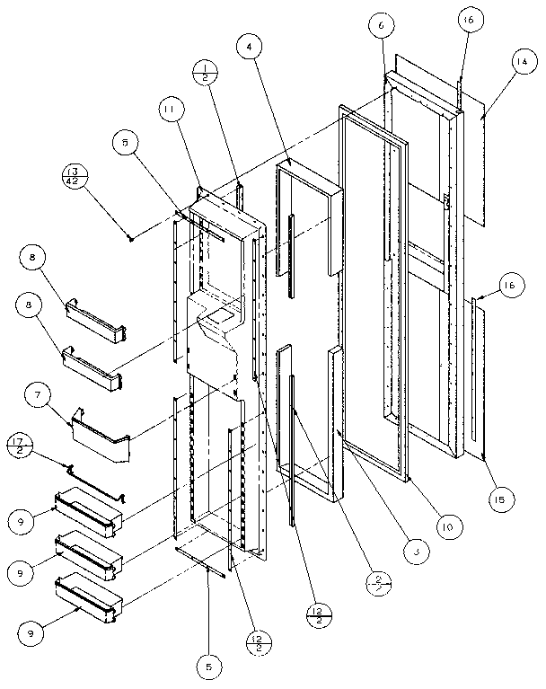 Amana 36501-P1121705W freezer door diagram