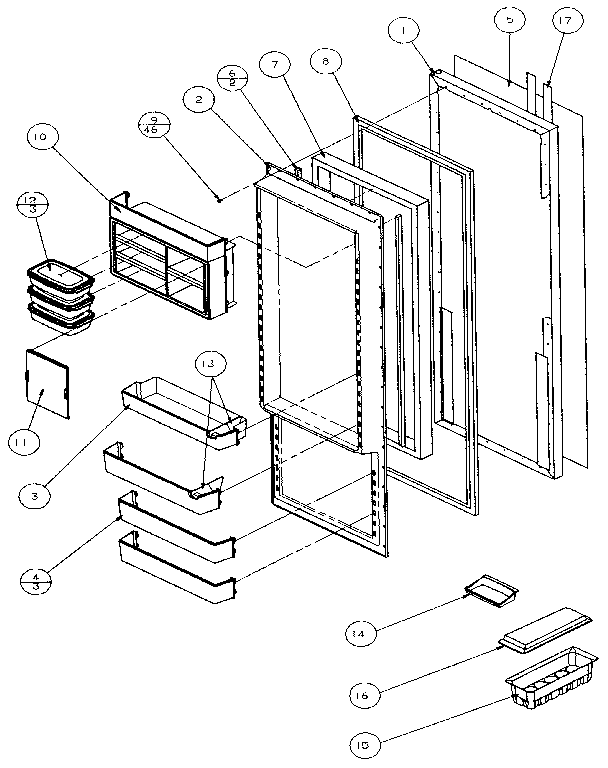 Amana 36501-P1121705W refrigerator door diagram