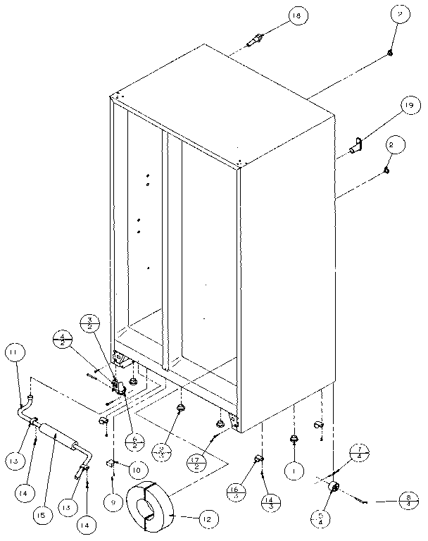 Amana 36501-P1121705W drain and rollers diagram