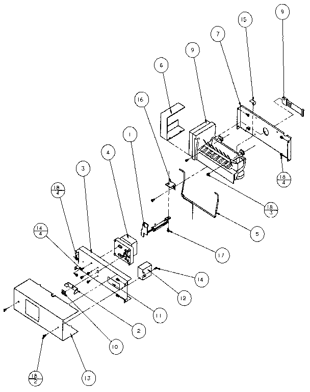 Amana 36501-P1121705W ice bucket and ice maker diagram