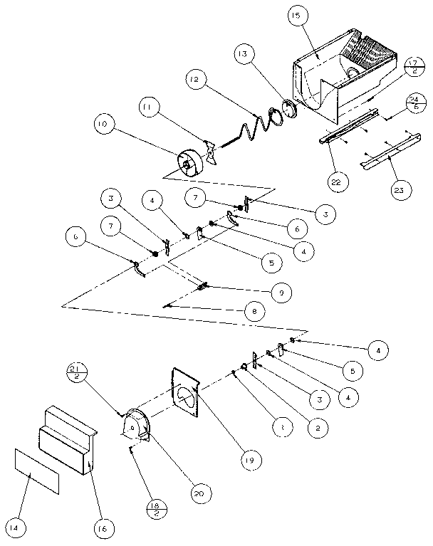 Amana 36501-P1121705W crushed ice bucket diagram