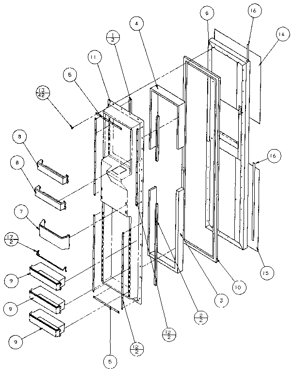 Amana 36501-P1121706W freezer door diagram