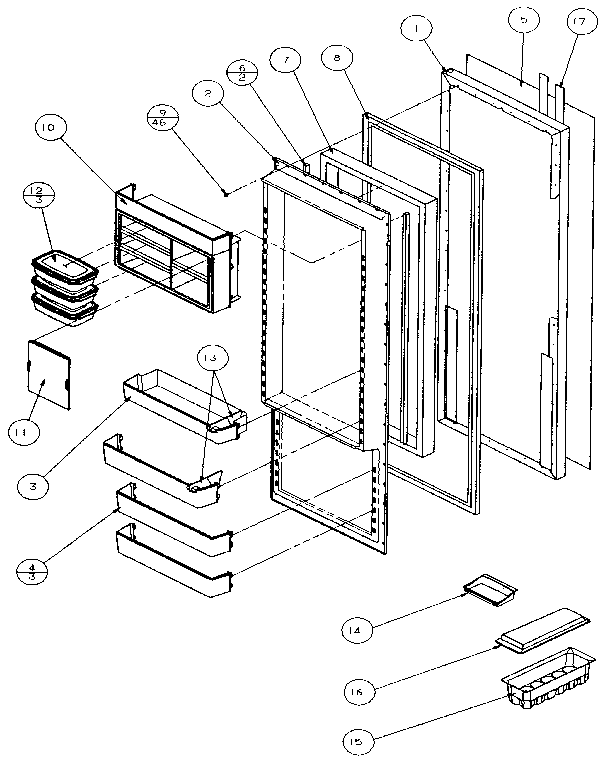 Amana 36501-P1121706W refrigerator door diagram