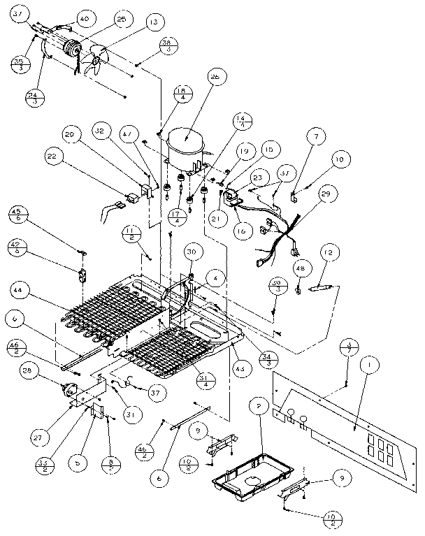 Amana 36501-P1121706W machine compartment (tecumseh compressor) diagram