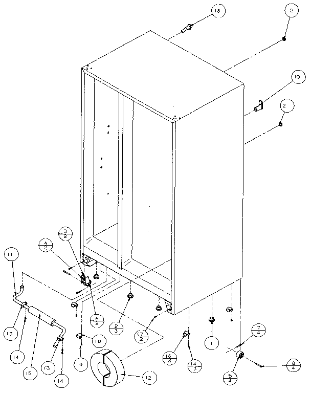 Amana 36501-P1121706W drain and rollers diagram