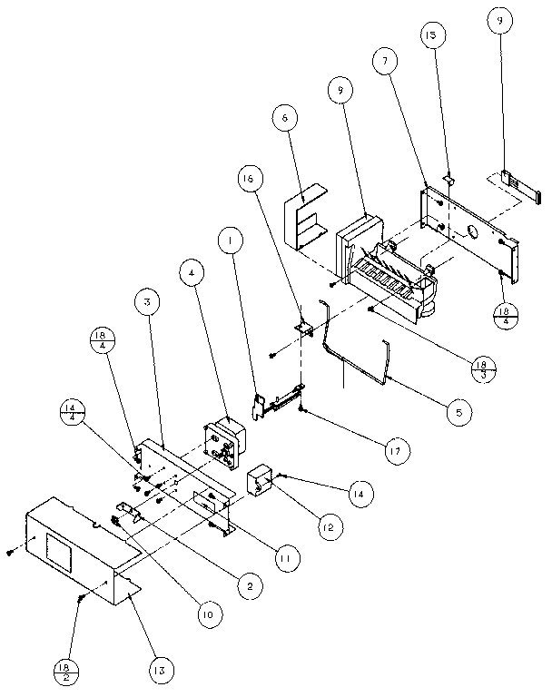 Amana 36501-P1121706W ice bucket and ice maker diagram