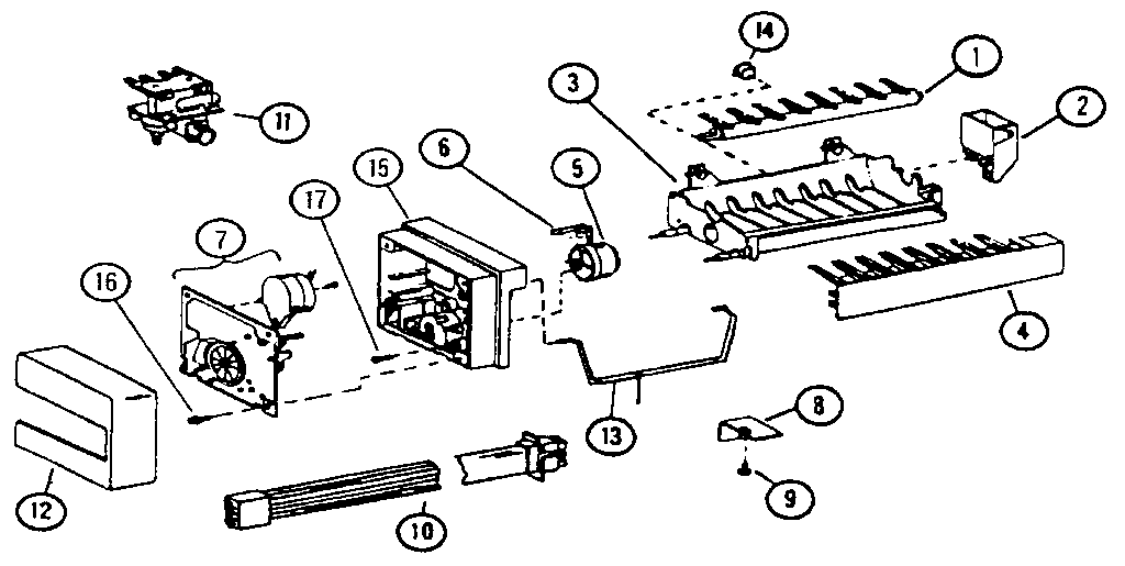 Amana 36501-P1121706W 8 cube compact ice maker diagram