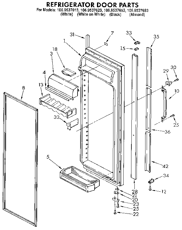 Kenmore 1069537683 refrigerator door diagram