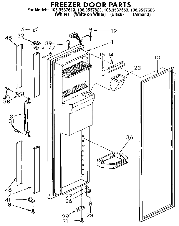 Kenmore 1069537683 freezer door diagram