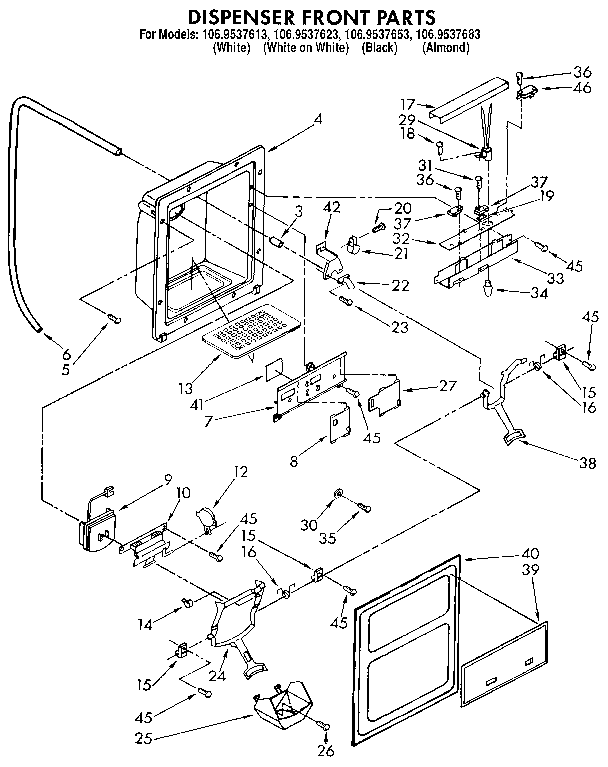 Kenmore 1069537683 dispenser front diagram