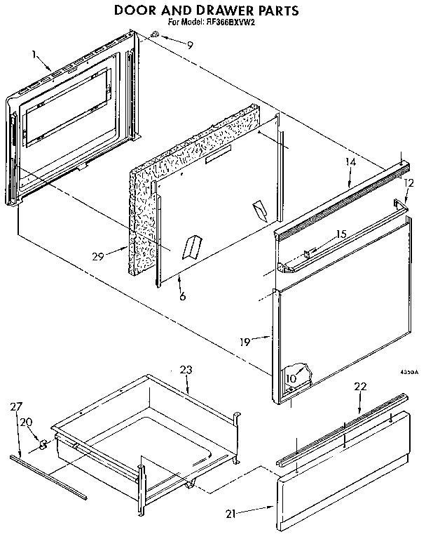 Whirlpool RF366BXVW2 door and drawer diagram