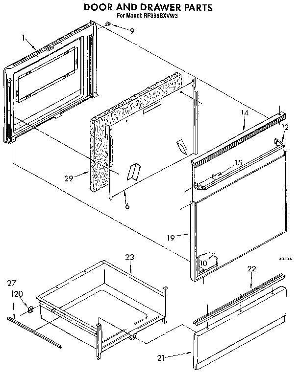 Whirlpool RF366BXVW3 door and drawer diagram