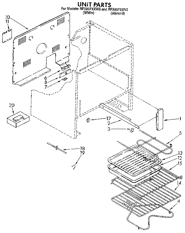 Whirlpool RF395PXXN0 unit diagram