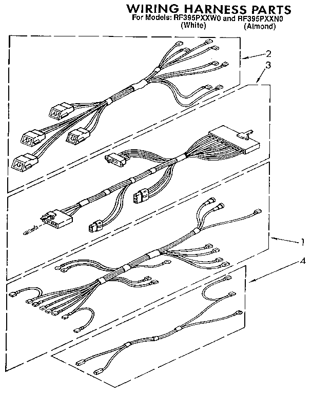 Whirlpool RF395PXXN0 wiring harness diagram