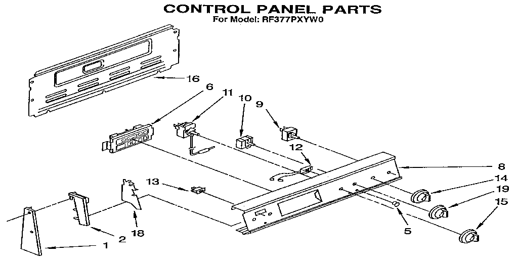 Whirlpool RF377PXYW0 control panel diagram