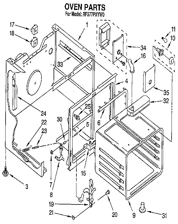 Whirlpool RF377PXYW0 oven diagram