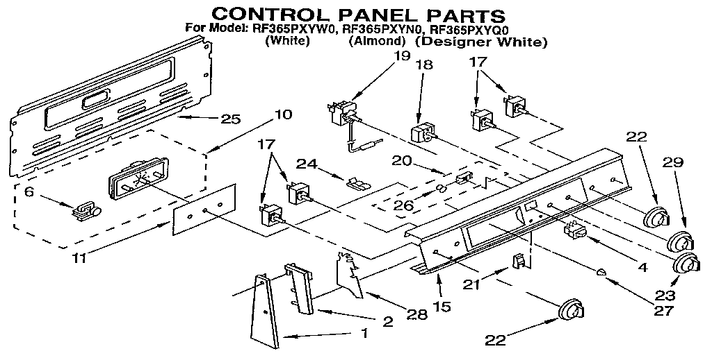 Whirlpool RF365PXYN0 control panel diagram