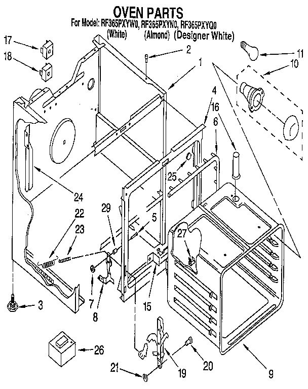 Whirlpool RF365PXYN0 oven diagram