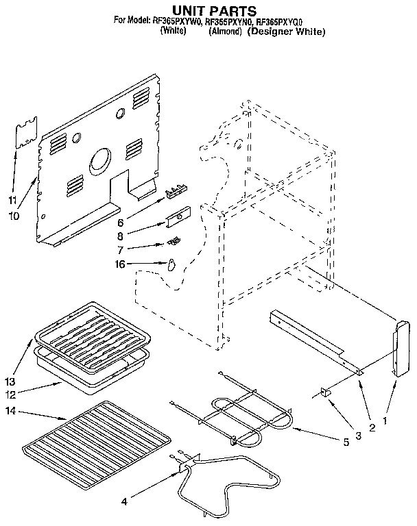 Whirlpool RF365PXYN0 unit diagram