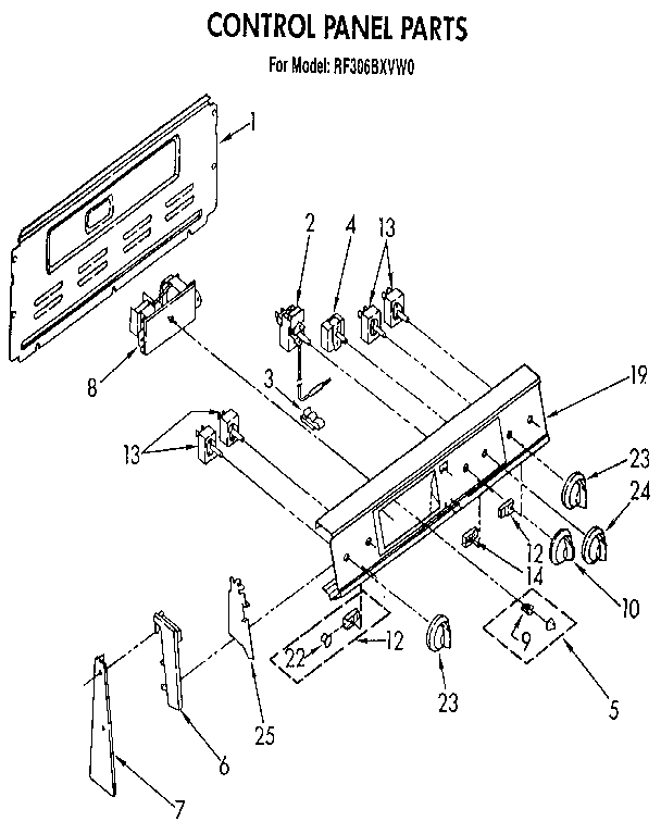 Whirlpool RF306BXVW0 control panel diagram