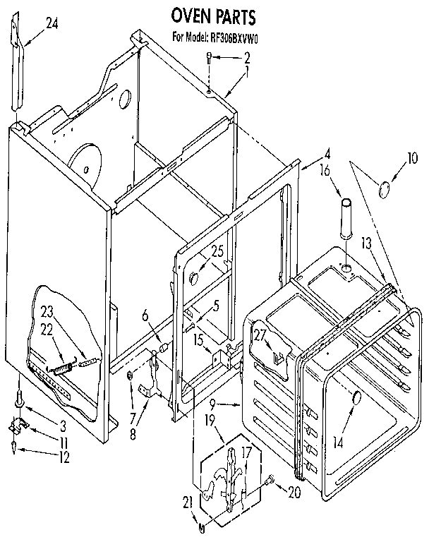 Whirlpool RF306BXVW0 oven diagram