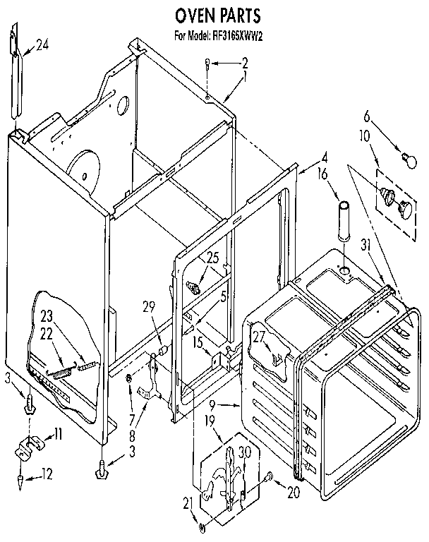 Whirlpool RF3165XWW2 oven diagram