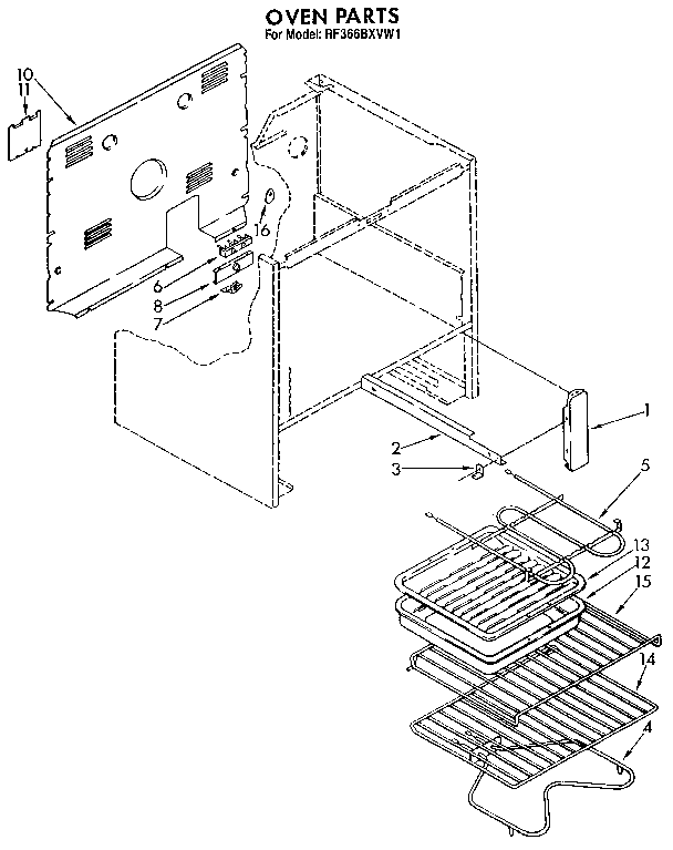 Whirlpool RF366BXVW1 oven diagram