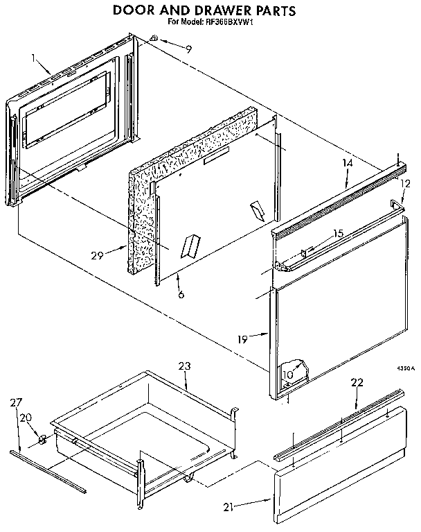 Whirlpool RF366BXVW1 door and drawer diagram