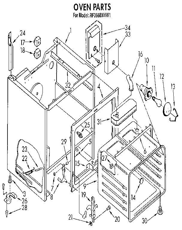 Whirlpool RF366BXVW1 oven diagram
