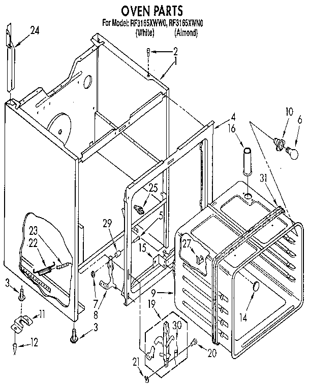 Whirlpool RF3165XWW0 oven diagram