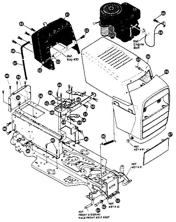 Craftsman 536255860 hood and chassis assembly diagram