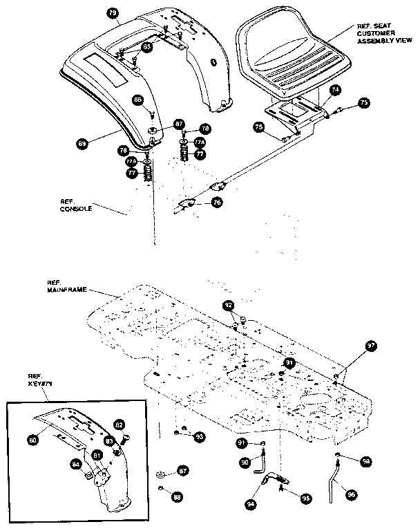 Craftsman 536255860 hood and chassis assembly diagram