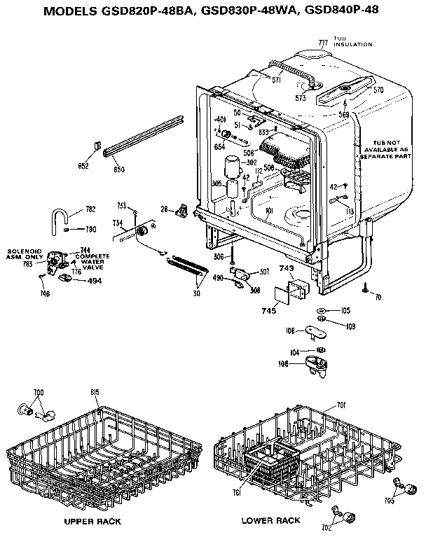GE GSD840P-48 tub assembly diagram