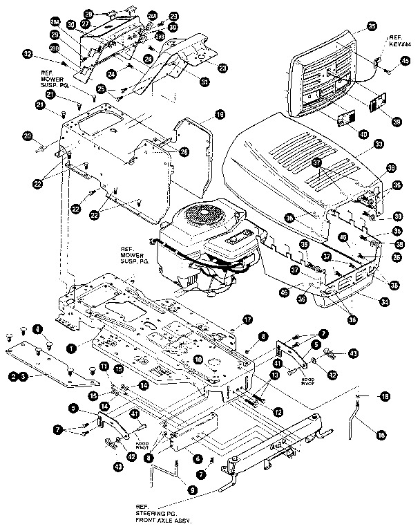 Craftsman 536255870 chassis & hood assembly diagram