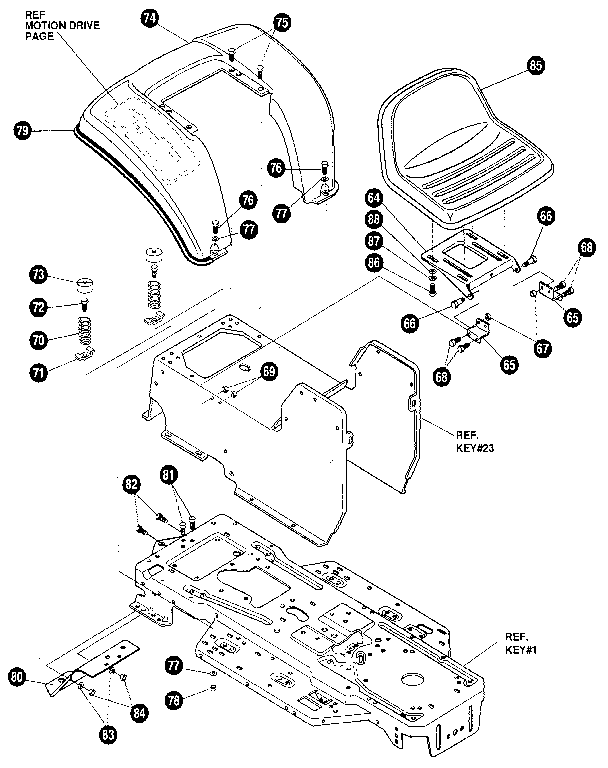 Craftsman 536255870 hood and chassis assembly diagram