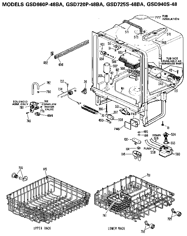 GE GSD660P-48BA tub assembly diagram