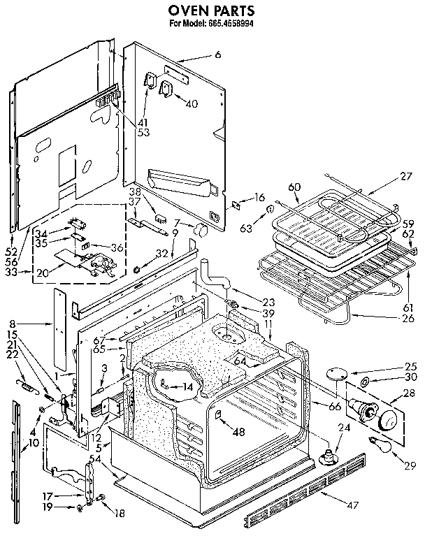 Kenmore 6654558994 oven diagram