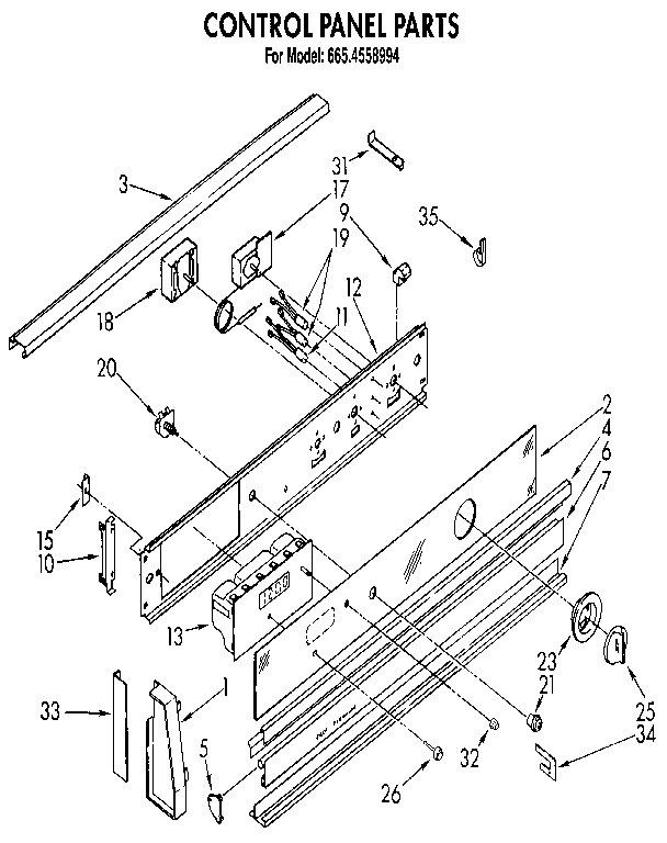 Kenmore 6654558994 control panel diagram