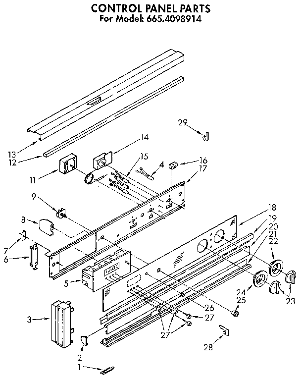 Kenmore 6654098914 control panel diagram