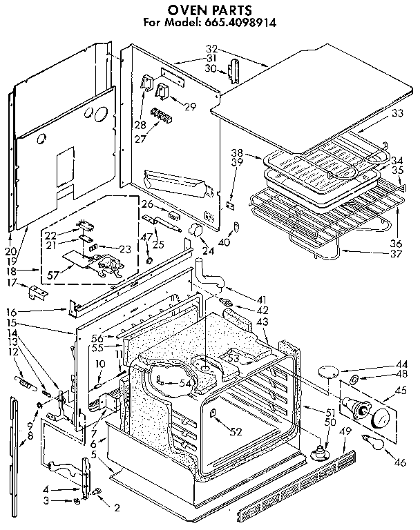 Kenmore 6654098914 oven diagram