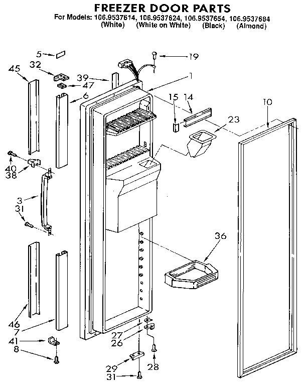 Kenmore 1069537614 freezer door diagram