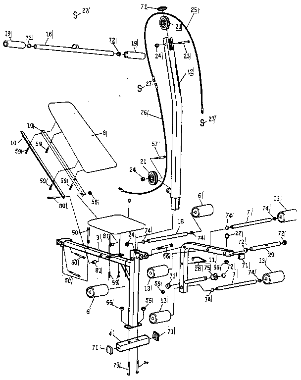 Weider 1352 unit parts diagram