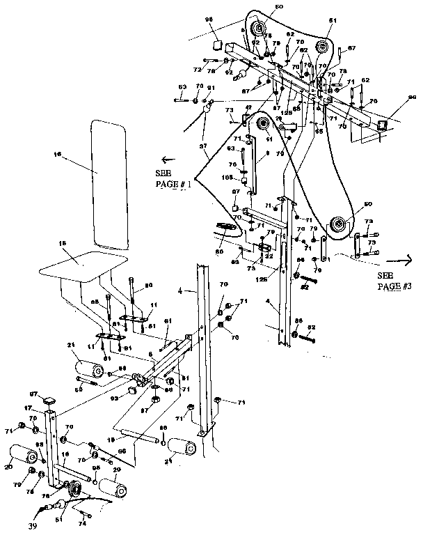 Weider 15601 pulley and bench assembly diagram